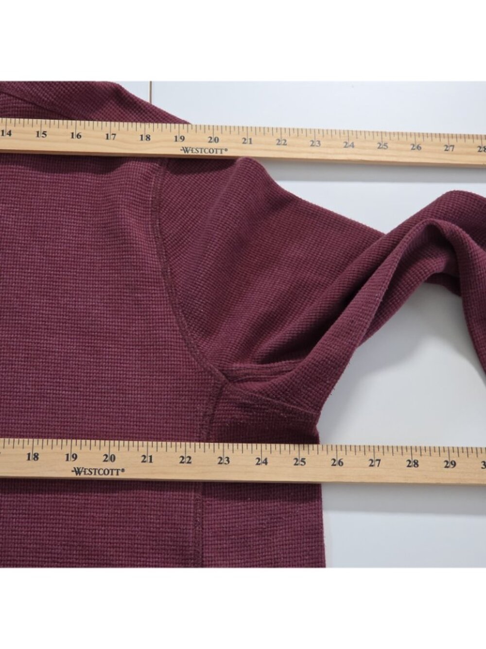 Eddie Bauer Henley Men T2XL Plum Cotton Blend Waffle Knit LS Casual Cottage Edgy - Picture 5 of 16